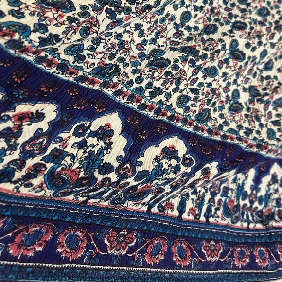 4/$15 Bica Boho Beach Cover-up Blue floral Rayon Women's L - Picture 4 of 12